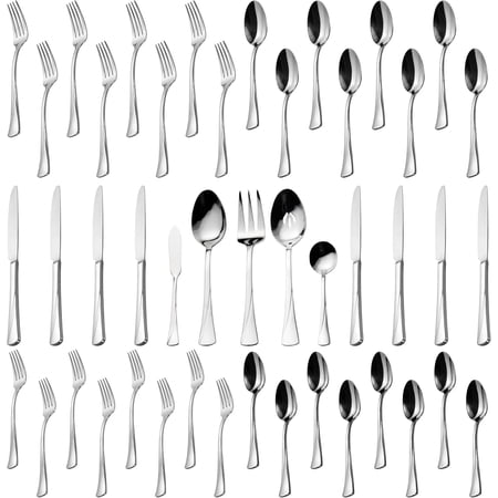 45-Piece Stainless Steel Flatware Set for 8, Mirror Polished, Dishwasher Safe