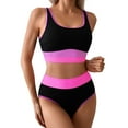 thumbnail image 2 of LEKWK Womens Sporty Bikini Sets High Waisted Two Piece Swimsuits Crop Top Athletic Bathing Suits Outfits, 2 of 6
