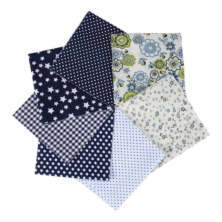 Hi.FANCY 7-Piece Mixed Printing Fabrics for Sewing Materials Quilting  Scrapbooking Cotton Cloth 25x25cm/9.84*9.84inch Navy 