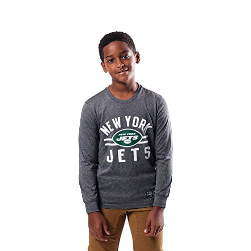 NFL New York Jets Youth Super Soft Crew Neck Long Sleeve T Shirt Heather Gray Charcoal 16 18 Walmart