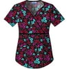 Clover Flower Sweetheart Neck Empire Scrub Top