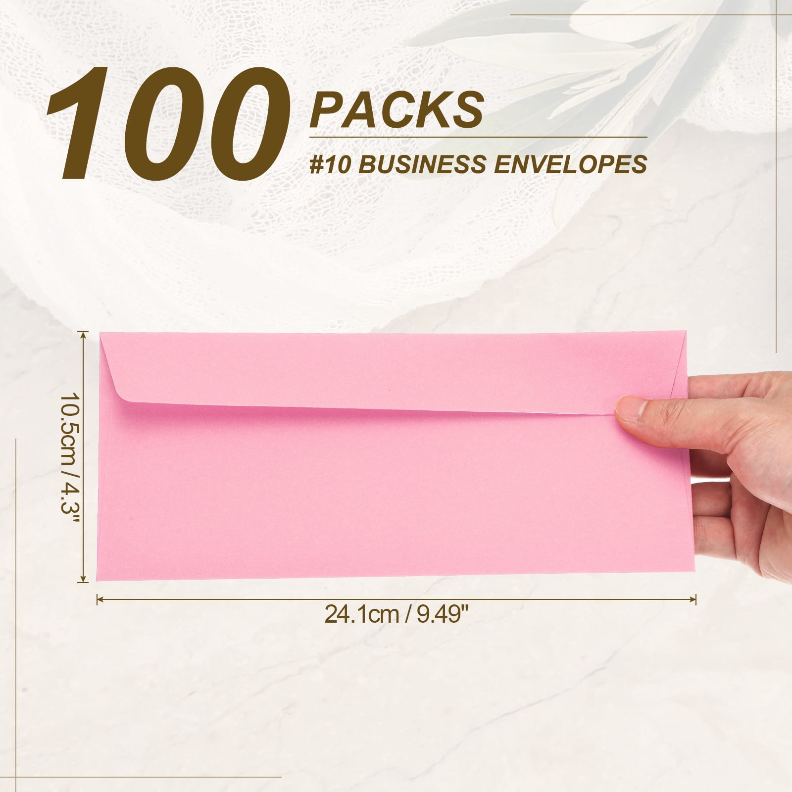 Uxcell 100 Pack Pink #10 Business Envelopes, Colored Self Seal Letter Size