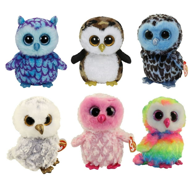 TY Beanie Boos - SET OF 6 OWLS (Owliver, Owen, Oscar, Owlette, Twiggy ...