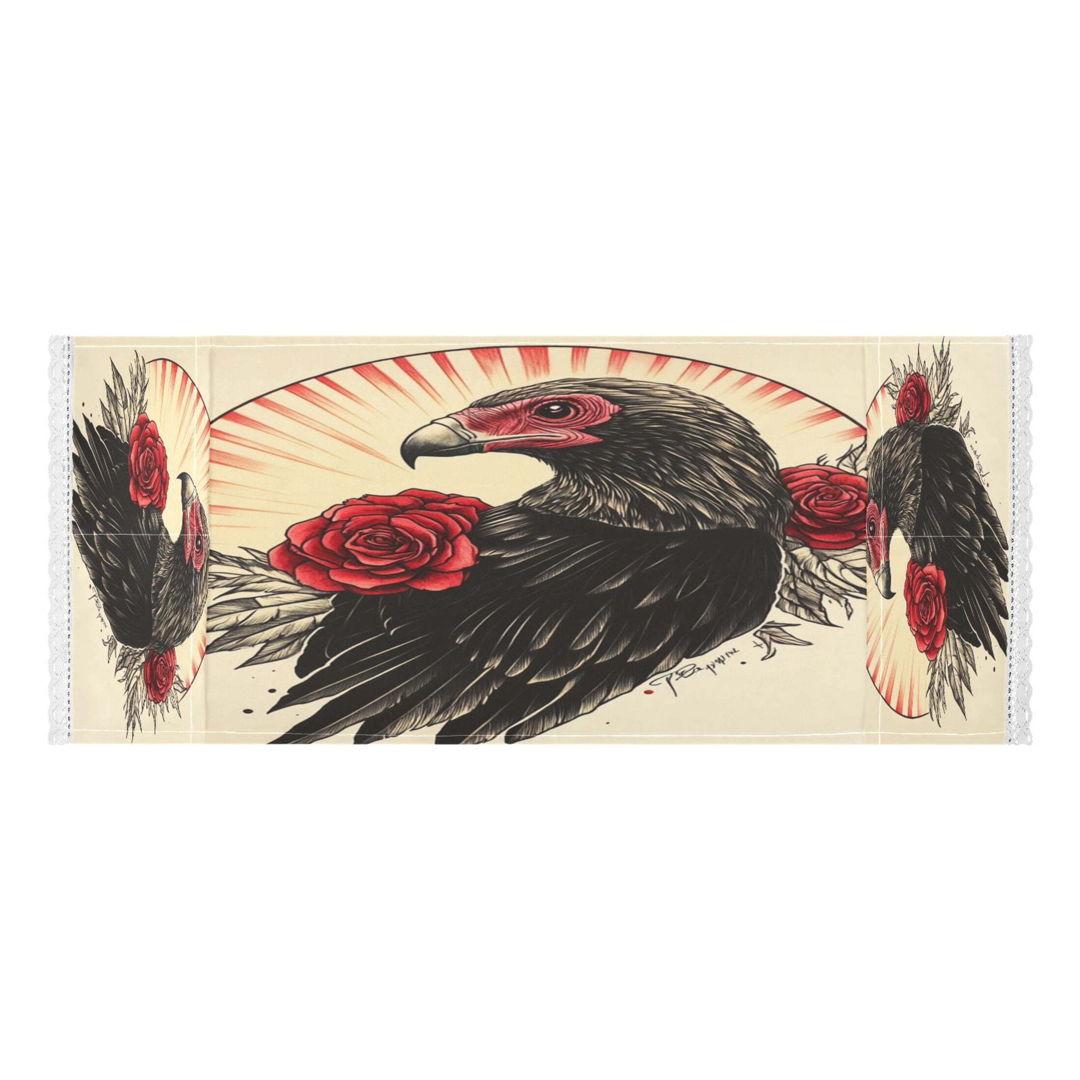 WOBOGO Illustration Of A Vulture with Red Roses on Its Back Washing Machine Cloth Dryer Refrigerator Top Cover Protective Non-Slip Mat For Kitchen Laundry