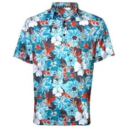 Aloha Men's Hawaiian Golf Shirt (Teal/Orange)