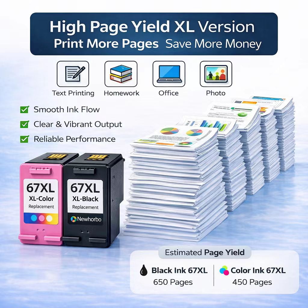 67XL Ink Cartridges Bundle Replacement Compatible for  DeskJet 2742e 2752e 2755e 2855e 4155e 4255e Printer(Black & Tri-color)