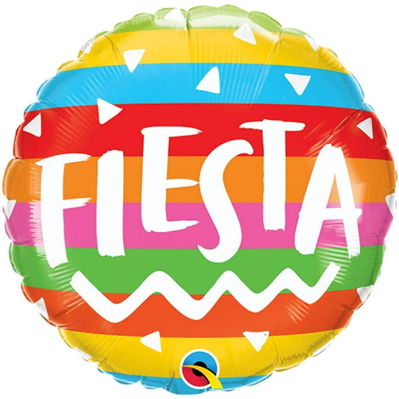18 inch Fiesta Rainbow Stripes Qualatex Foil Mylar Balloon - Party Supplies Decorations