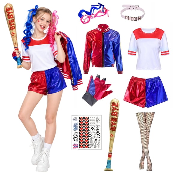 9 Pcs/set Halloween Costume Coat Gloves T-Shirt Necklace Wig Inflatable Baseball Halloween Fancy Dress Costumes