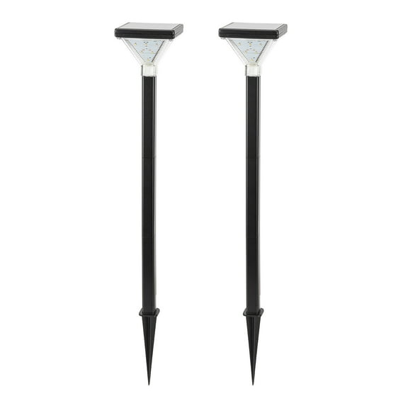 Luxor Aluminum Black Outdoor Waterproof Garden Solar Warm White Integrated LED Landscape Pathway Light - 2 Pack