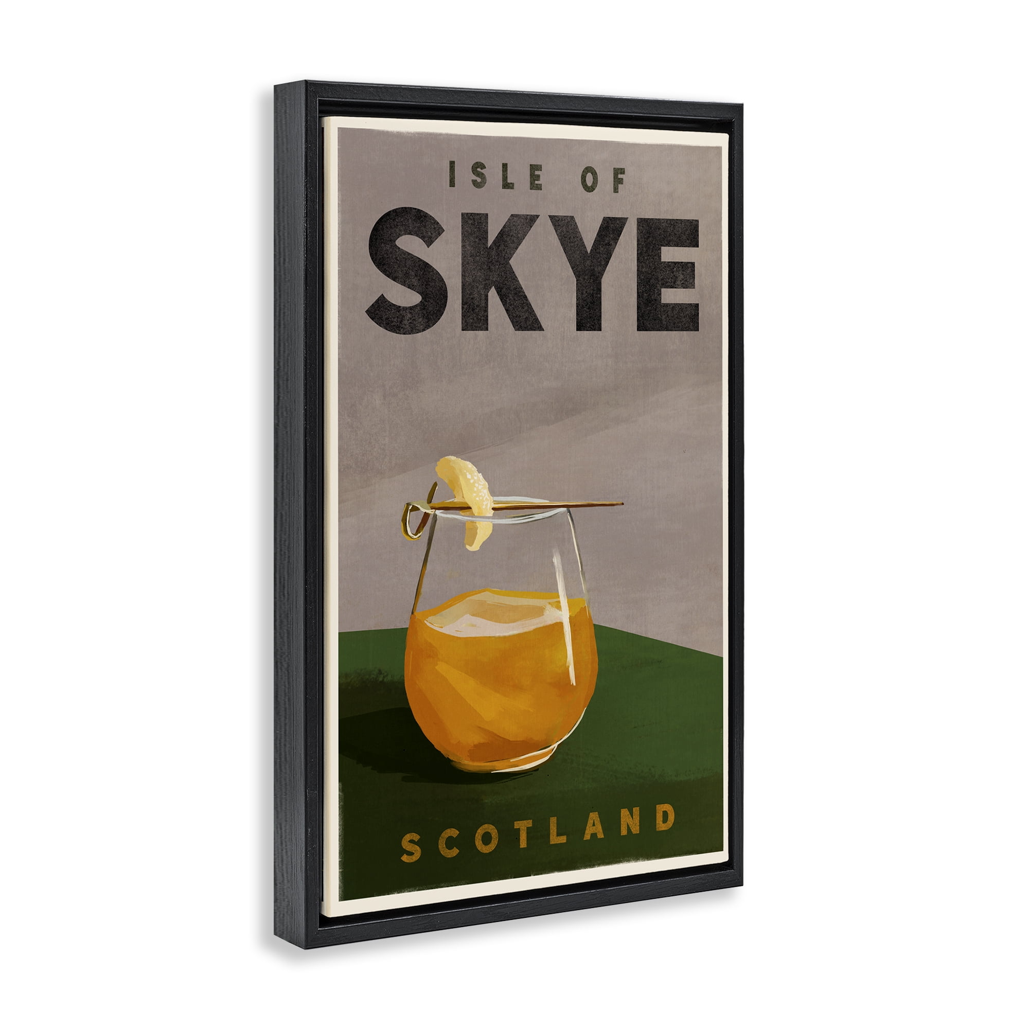 Stupell Industries Isle of Skye Cocktail Food & Beverage Painting Black Floater Framed Canvas Art Print Wall Art, 17 x 25