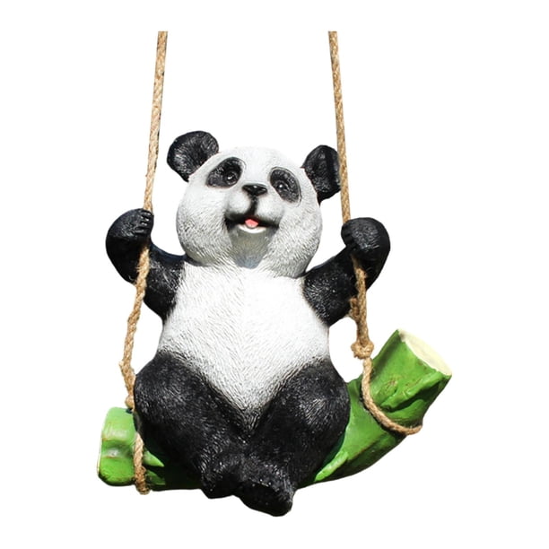Colección de artesanías decorativas colgantes con forma de animales de jardín, regalo decorativo de resina para jardín. Panda