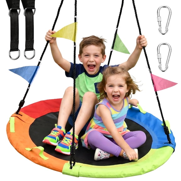 Heromate 40 inch Multicolor Saucer Swing, Larger Swing for Whole Family, 900lbs Weight Capacity, with Adjustable Hanging Straps