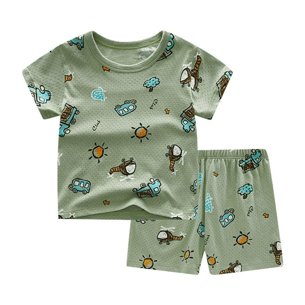 Gibobby Conjunto de sudadera y pantalón para niños Camisas de manga corta para niños pequeños, Tops, pantalones cortos, traje de 2 uds, conjunto de verano de (H, 6-7 Años)