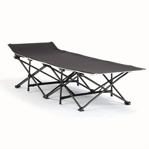 75 Inch Extra Wide Folding Camping Cot - 500lb Capacity & Thickened Two-Tone Mattress. Oxford Fabric with Side Pocket for Travel & Outdoor Use.