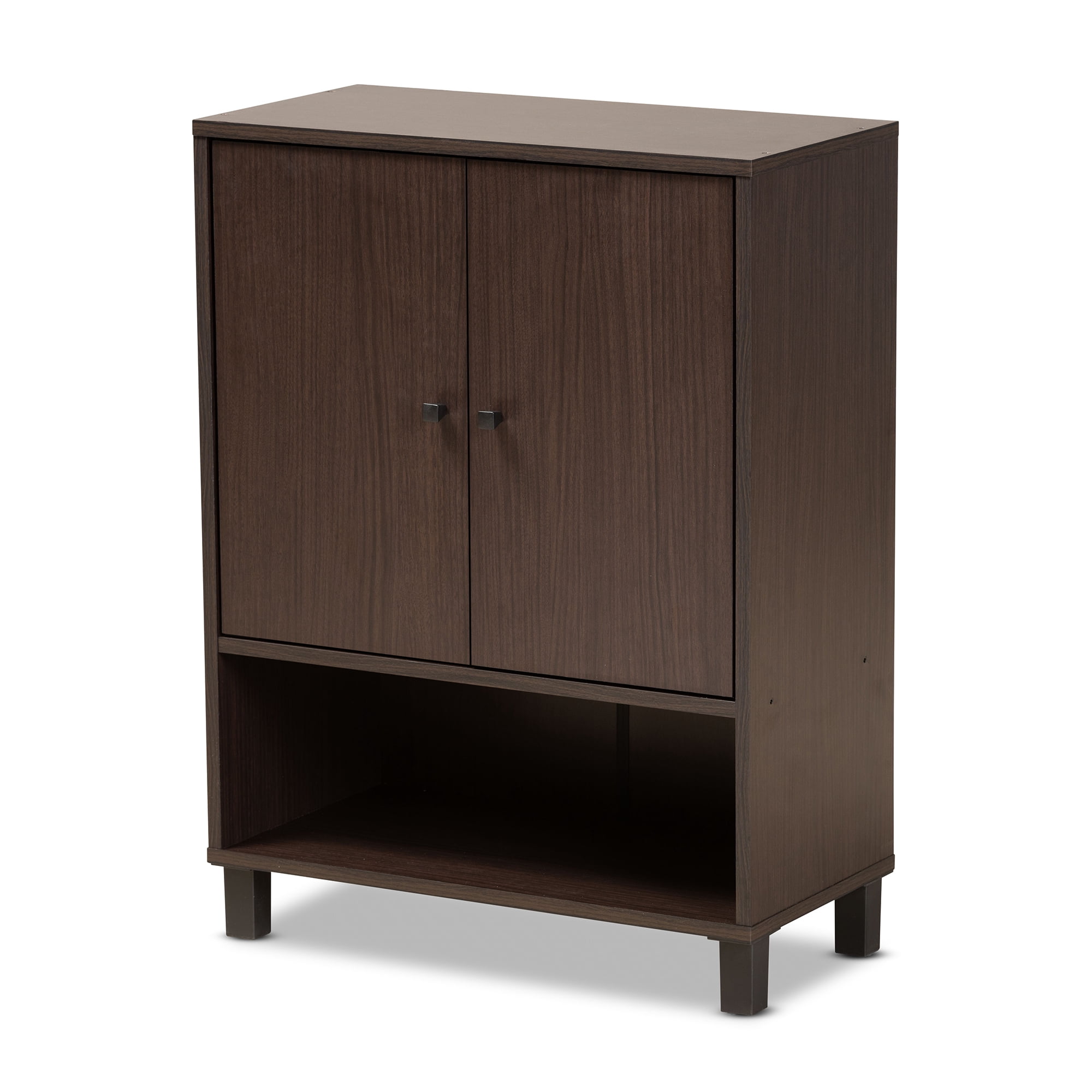 Baxton Studio Contemporary Shoe Storage Cabinet with 2-Door Entryway, Wood Dark Brown, 41.9 lb