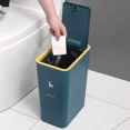 thumbnail image 2 of Cubo de basura de plástico cuadrado para uso doméstico, gran capacidad, sellado con tapa, tipo prensa, cubo de basura, cubo de basura de cocina ecológico, 2 of 5