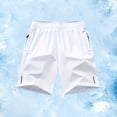 thumbnail image 2 of WDDDD Men‘s Quick Dry Athletic Shorts Elastic Waist Zipper Pockets Hiking Gym White L, 2 of 3