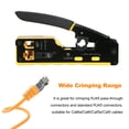 thumbnail image 2 of Professional Yellow RJ45 Crimp Tool Kit with Pass-Through Design – Includes 100 Cat6/5 Gold-Plated Connectors, 100 Blue Strain Relief Boots, Network Pliers, RJ11/RJ45 Tester, Blade Set, 2 of 6