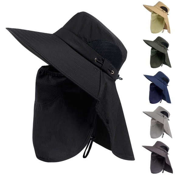 jiaxiM Mens Outdoor Wide Brim Fishing Hat,UPF 50  Sun Protection Cap with Face Neck Flap for Hiking Garden