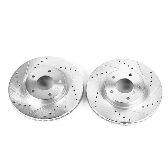Power Stop Front Pair of Drilled and Slotted Brake Rotors JBR1558XPR Fits 2015 Nissan Altima