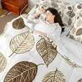 thumbnail image 4 of Manfei Tree Leaves 7pcs Bedding Comforter Set for Boys Girls,Brown White Queen Bedding Sets Super Cozy,Botanical Plants Queen Sheet Sets,Luxury Bedroom Decor,Reversible, 4 of 8