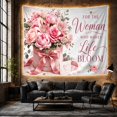 thumbnail image 6 of Pink Roses With Life Bloom Lettering, Inspirational Watercolor Style for Flower Lovers, Botanical Wall Art, Mother's Day Gift Tapestry Wall Hanging for Bedroom and Living Room, 6 of 7