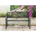 thumbnail image 2 of Steel Outdoor Patio Garden Park Seating Bench with Cast Iron Scrollwork Backrest, Front Porch Yard Bench Lawn Decor, 2 of 7