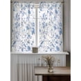 thumbnail image 4 of Blue White Spring Floral Curtains 54 Inch Length, Sheer Curtains for Bedroom Living Room Window Summer Botanical Birds Rod Pocket Voile Drapes Kitchen Curtains Small Half Window 52"x54" 2 Panels, 4 of 6