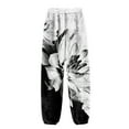 thumbnail image 6 of WTOBBY Women's Long Pants with Cuffed Hem and Retro Print, Suitable as Casual Pants or Pajama Pants for Comfortable Wear and Relaxation,Black 2XL, 6 of 6