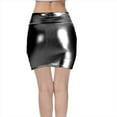 thumbnail image 4 of Clearance Clothes Under $10.00 Abomasnow Women's Sexy Bodycon Pencil Skirts Solid Elastic High Waist Faux Leather Mini Skirts, 4 of 5