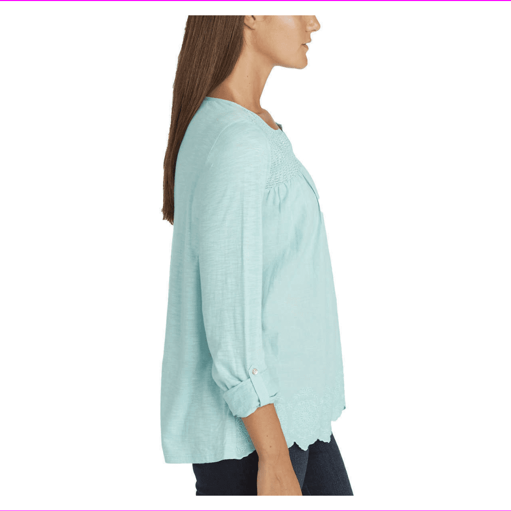 Photo 1 of SIZE L Gloria Vanderbilt Women's Lightweight breathable woven fabric Blouse L/Aqua Mist