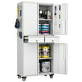 thumbnail image 6 of SUPEER Metal Storage Cabinet with 2 Drawer and Pegboards,71" H Top Workbench Mobile Tool Chests Garage Cabinets with 4 Wheels,Tool Cabinets for Home,Office,Shop，Assembly Required, Gray, 6 of 7
