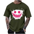 thumbnail image 2 of T-shirts for Men Printed Short Sleeve Casual Round Neck T-shirt Top Army Green L Mens Tops, 2 of 4
