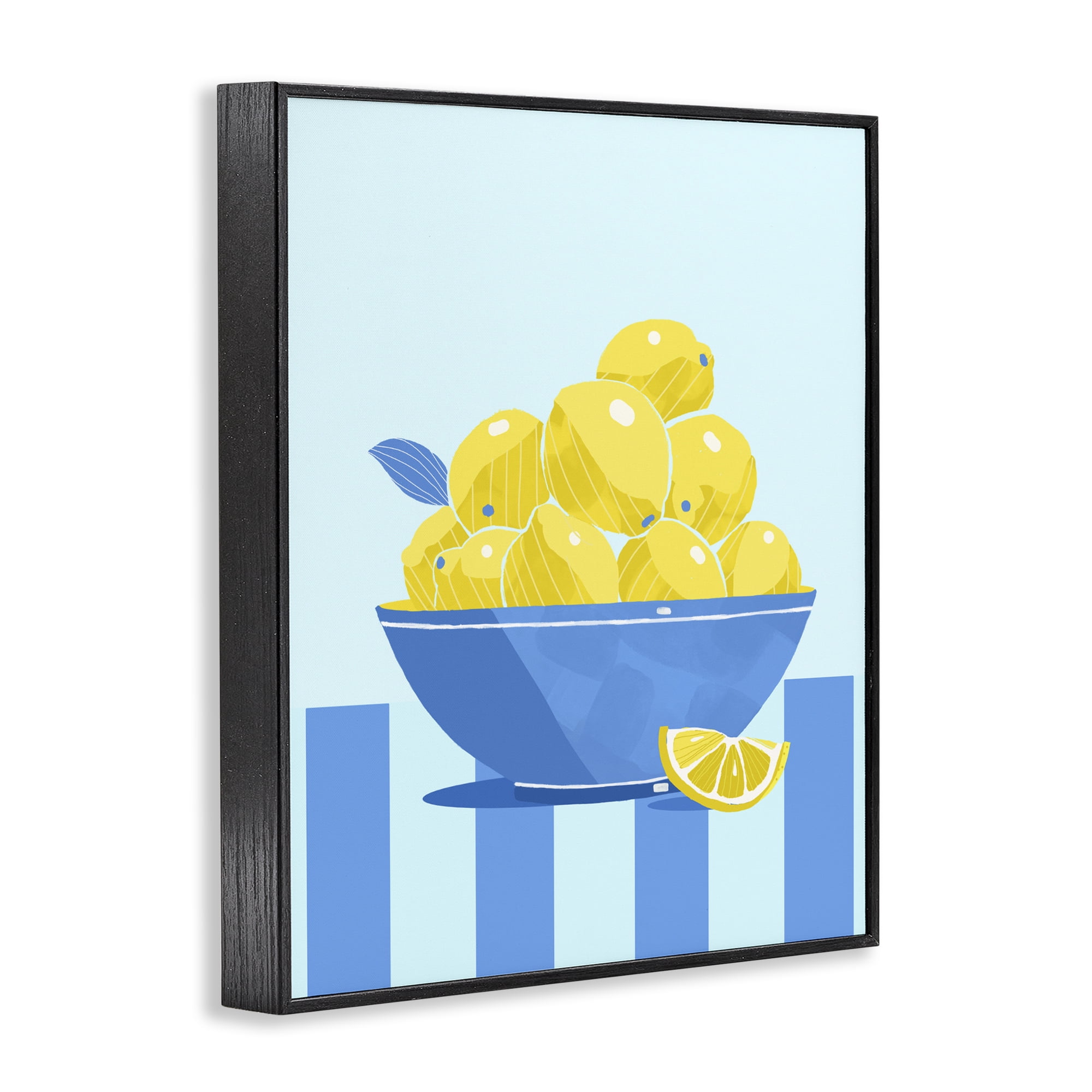 Stupell Industries Yellow Lemon Bowl Striped Black Framed Giclee Art, design by Lucca Sheppard