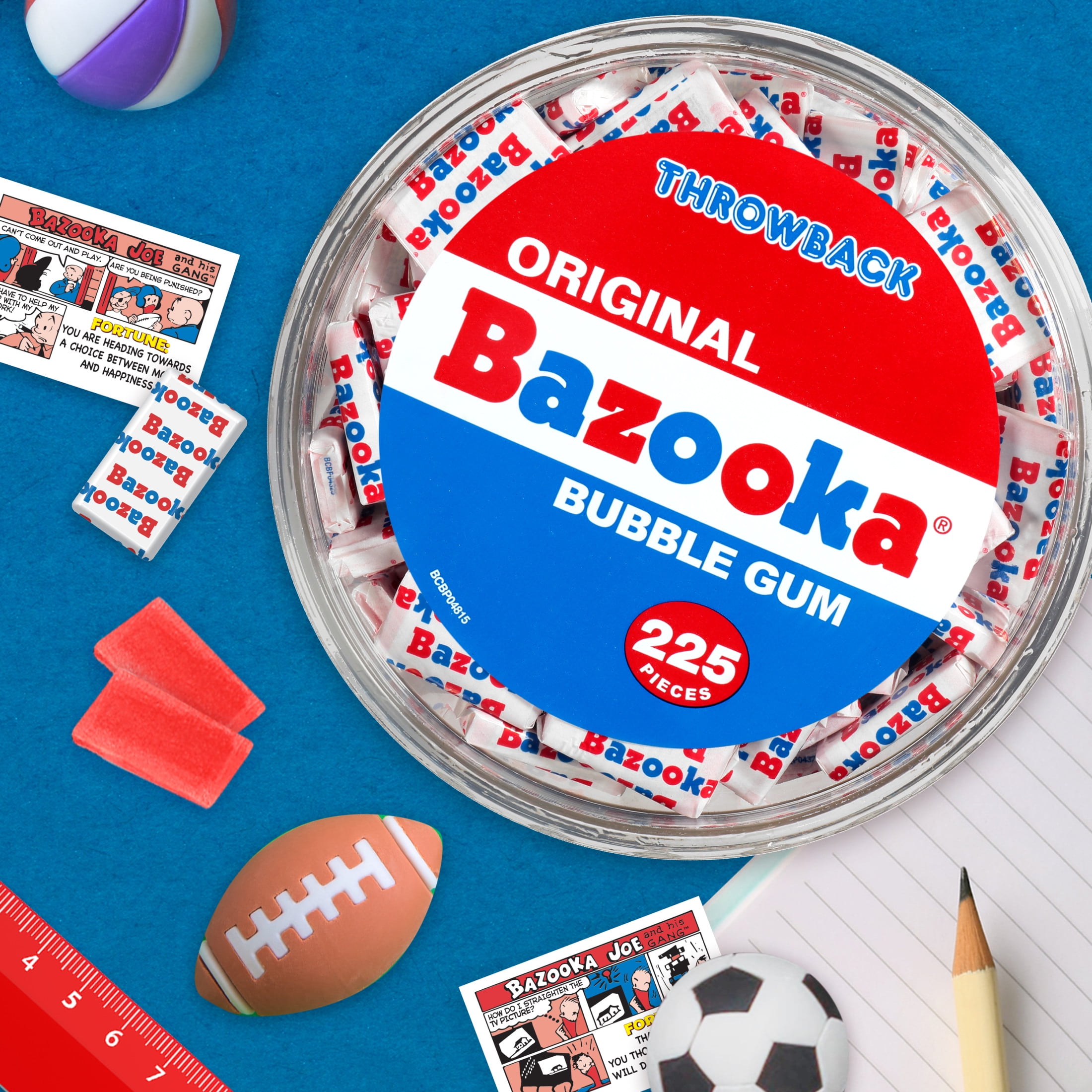Bazooka Bubble Gum Individually Wrapped, Original Flavor, Gluten-Free, Bulk, 225 Pieces