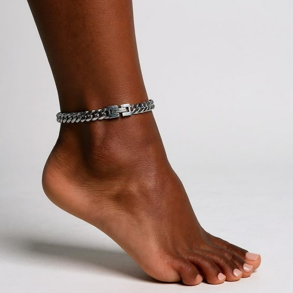 9" Miami Cuban Link Anklet - 14K Gold Overlay, 6mm Width