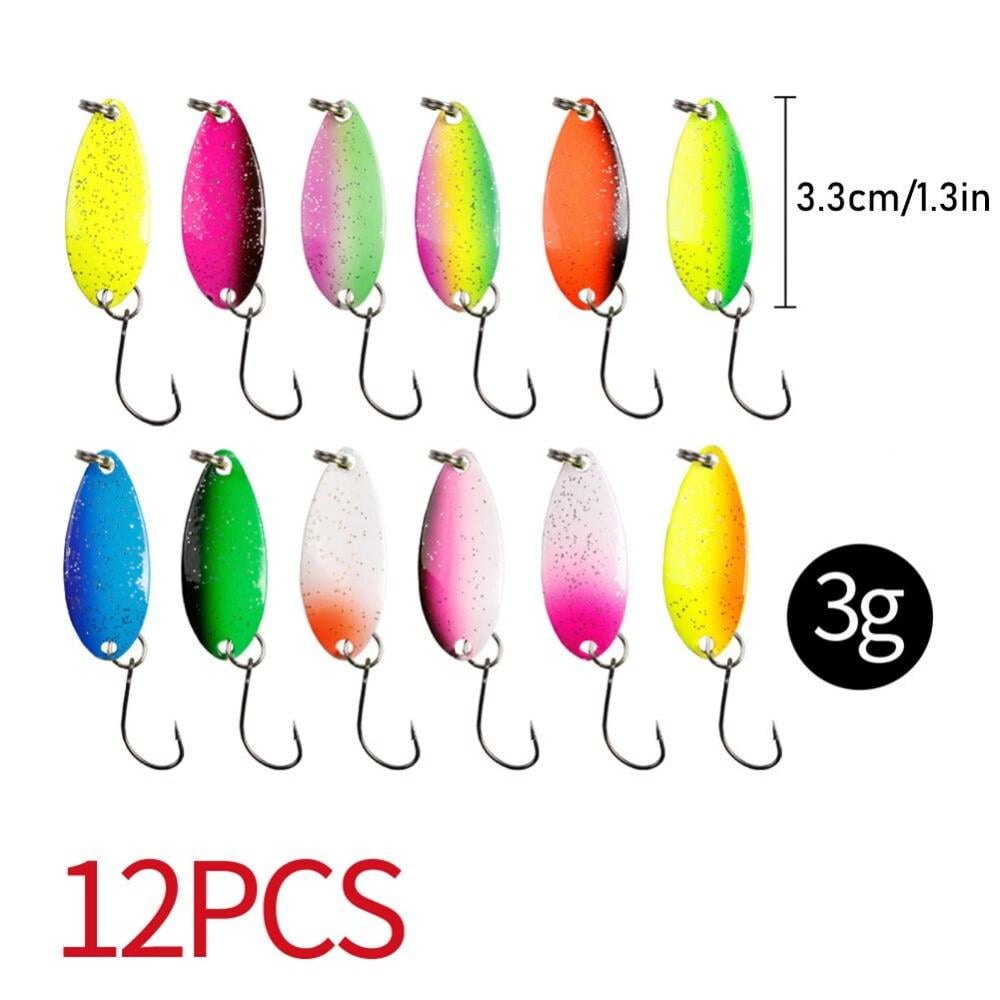  Sosoport 5 Boxes Metal Bait Artificial Fishing Lure Flutter  Spoons for Striped Bass Ice Fishing Lures Trout Fishing Kit Professional  Fake Spoons Fake Bait Stainless Steel Lure Bait Portable 