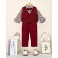 thumbnail image 3 of ZOEREA Toddler Boy Suit Formal Wedding Outfits Gentleman Clothes Long Sleeve Shirt + Suspender Pants + Bowtie, 3 of 6