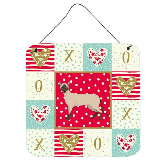 Siamese Modern 2 Cat Love Wall or Door Hanging Prints Red