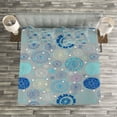 thumbnail image 3 of Ambesonne Cartoon Quilted Bedspread Set 3 Pcs, Abstract Snowflakes, King Size, Beige Aqua Blue, 3 of 3