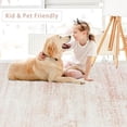 thumbnail image 6 of Washable Rugs 8x10 Area Rugs for Living Room,Rugs for Bedroom,Large Carpets,Ultra Soft Faux Wool Retro Dining Room Rug,Non Slip&Non-Shedding Low Pile Vintage Print Rug for Home Office-Pink White, 6 of 8
