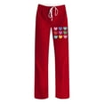 thumbnail image 4 of Xunlbb Women's Lightweight Summer Pants, Ladies' Fashion Printed Pants For Valentine's Day ,Red 1 L, 4 of 5