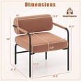 thumbnail image 3 of Costway 2 PCS Velvet Upholstered Accent Chair with Cylindrical Backrest & Metal Armrests Brown, 3 of 9