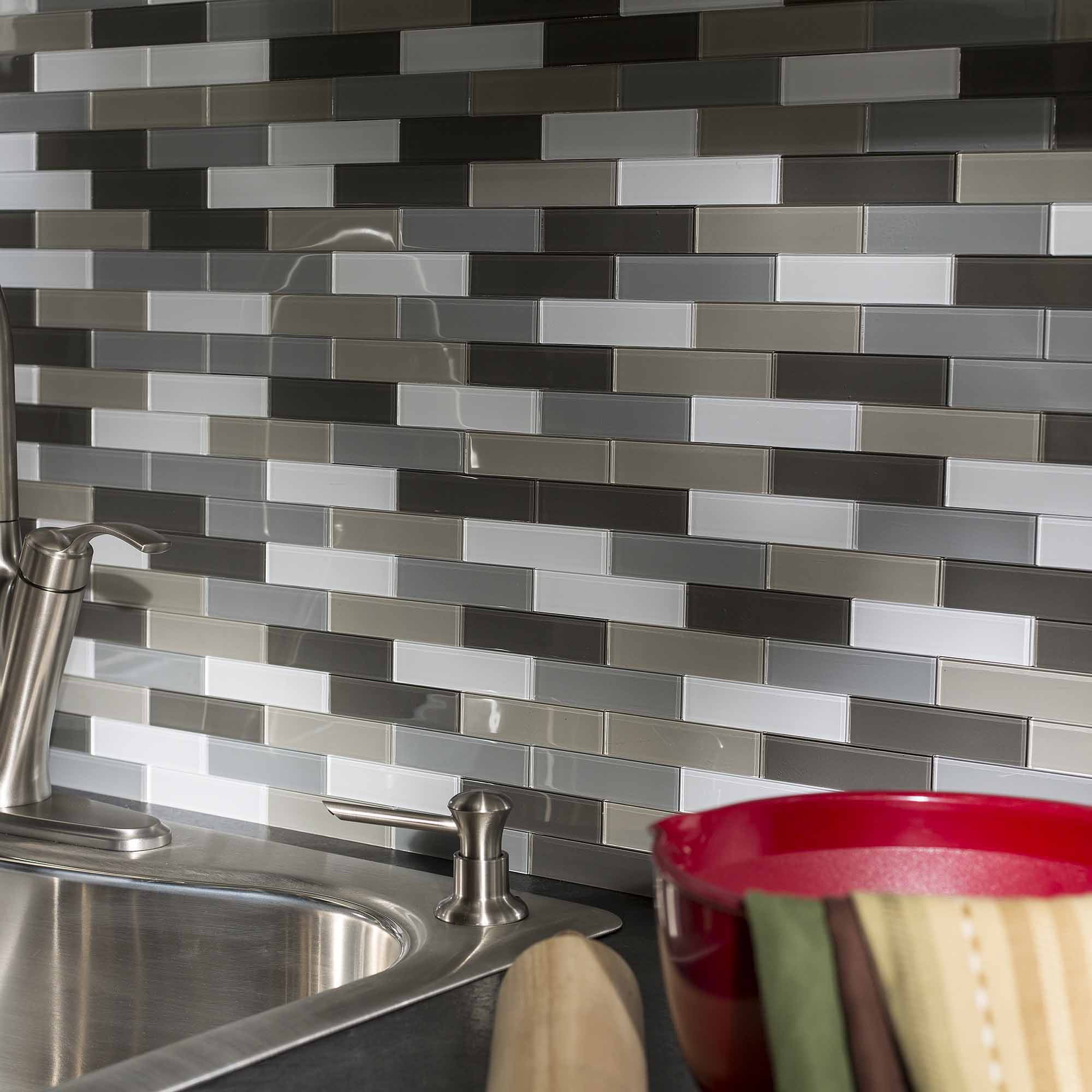 Aspect Peel and Stick Rustic Clay Matted Glass Backsplash Kit for Kitchen and Bathrooms (15 sq ft Kit)