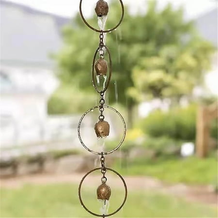 jiacuix Wind Chimes Ornament Steel Leaf Rain Chain Metal Garden Art Gift For Mom Gutters Rain Catcher For Downspout With Adapter Thick Iron Flower Cups Garden Decor Home Garden Decorations B