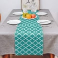 thumbnail image 4 of Moroccan Table Runner Cotton Linen Geometric Quatrefoil Lattice Dresser Scarves Kitchen Dining Farmhouse Tablerunner 13x72in, 4 of 6