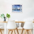 thumbnail image 4 of Winter Wall Art White Window Canvas Wall Art Snow Forest Blue Starry Sky Printing Poster Framed Wall Art Outdoor Natural Scenery Modern Home Decorations for Living Room Bedroom, 10x8 Inches, 4 of 5