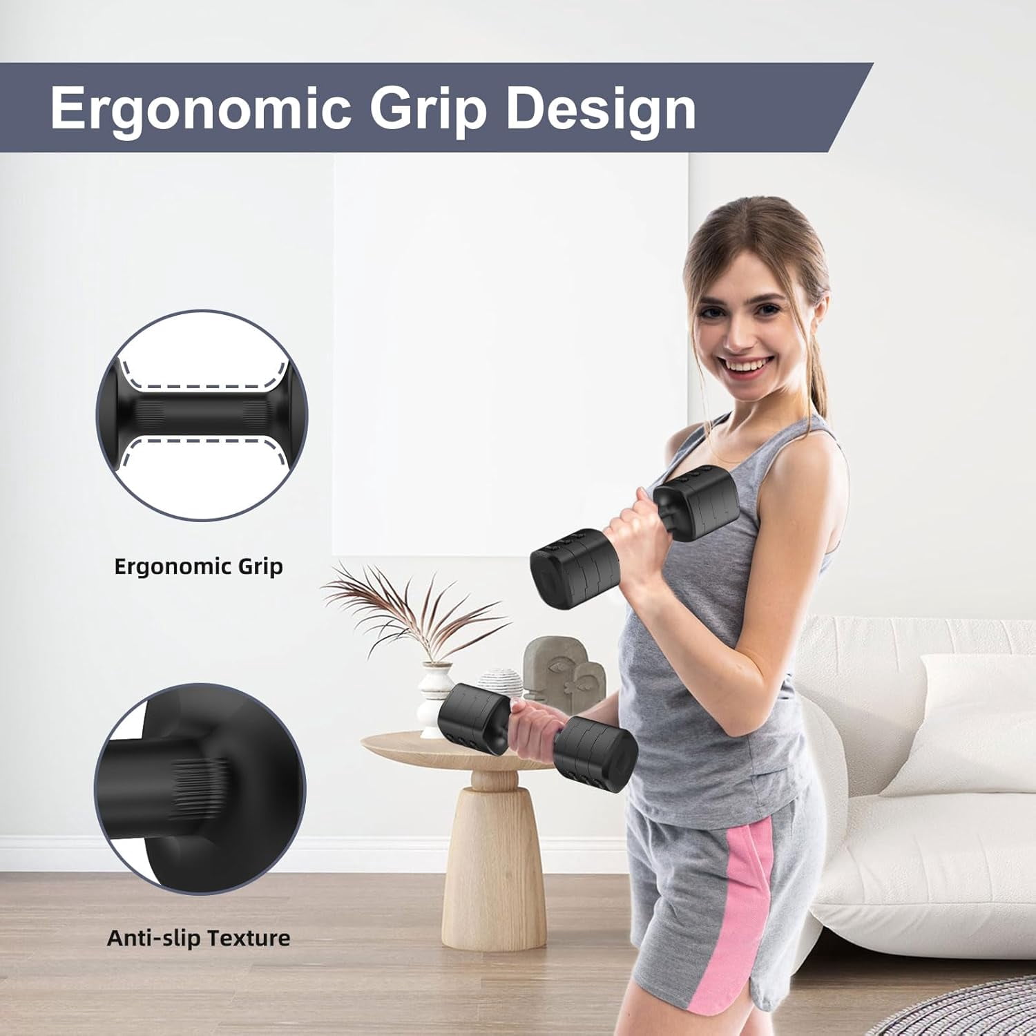 Adjustable Dumbbell Set, Total 11LB Weight Dumbbells Set for Women, Each 2.2/3.3/4.4/5.5LB, Hand Weights for Home Gym Workout Training