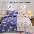 thumbnail image 2 of Btargot 5Pcs Floral Unicorn Bedding Set for Girls Purple Rainbow Flower Unicorn Comforter Set Full, 2 of 14