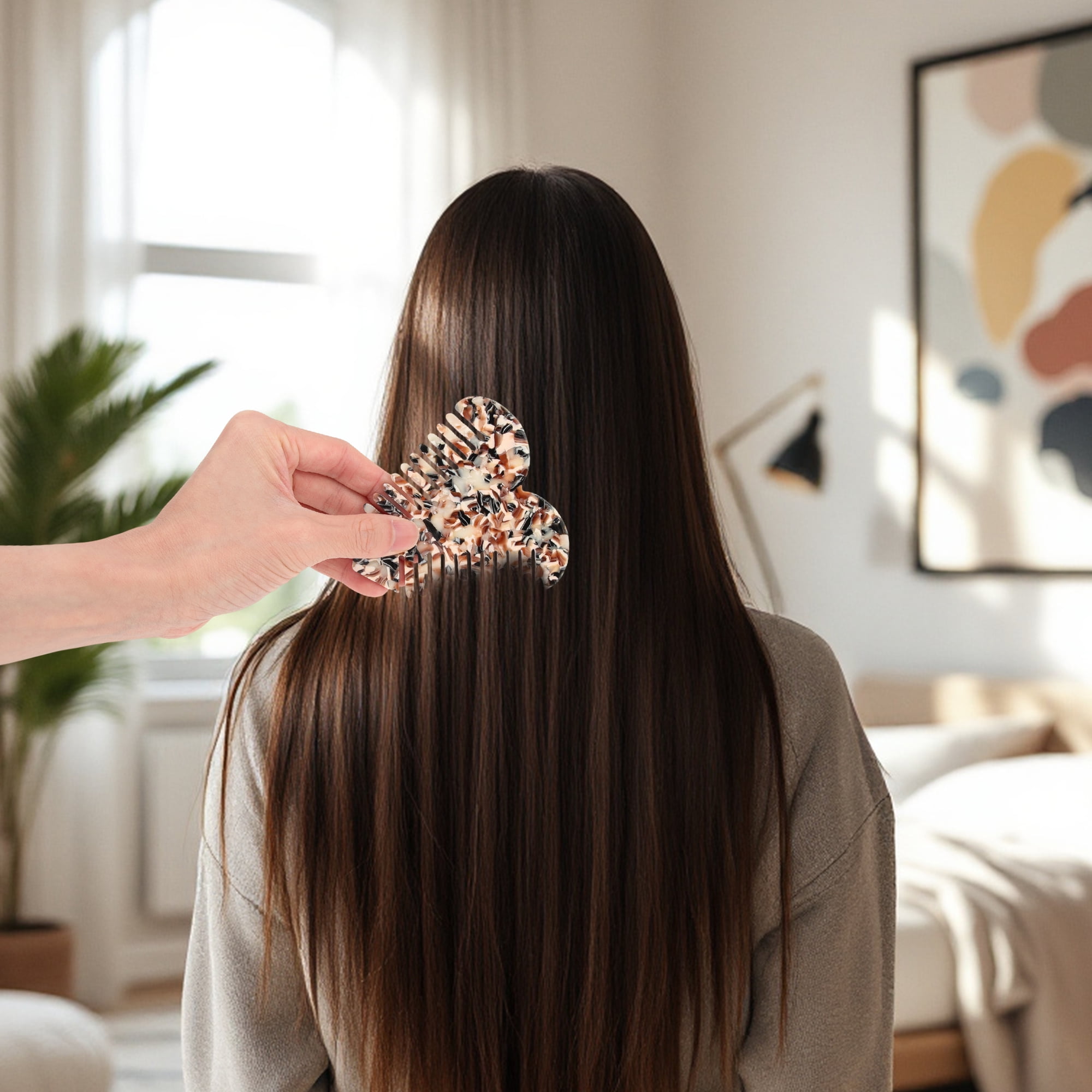 Unique Bargains 1 Pc Heart Shaped Hair Comb for Effortless Hair Care Styling Black, Brown